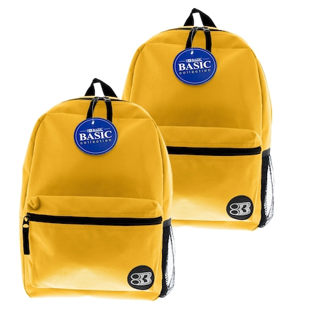 Bazic Products 16in. Basic Backpack, Mustard, 2PK 1042